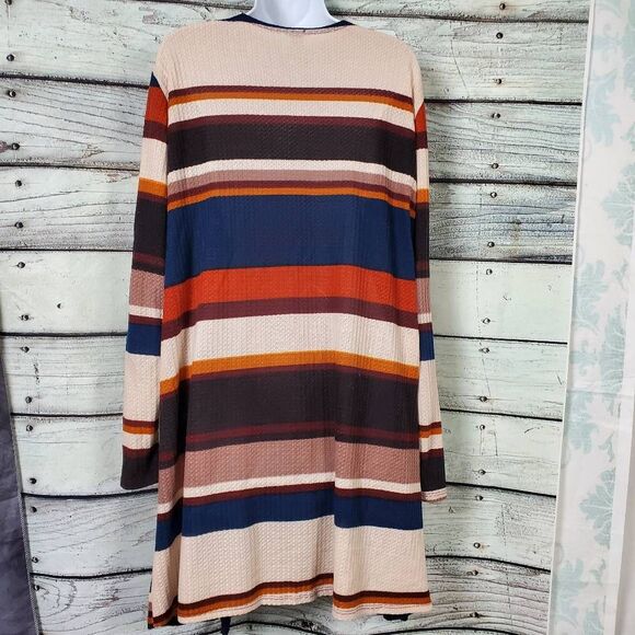 CJ Apparel Women’s Large Striped Open Front Cardigan Long Sleeve Lightweight - Picture 4 of 6